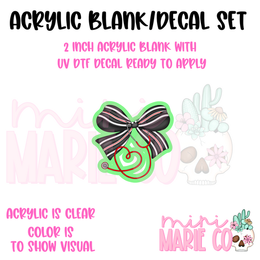 Nurse Coquette Stethoscope Bow Acrylic Blank/ UV DTF Decal Set