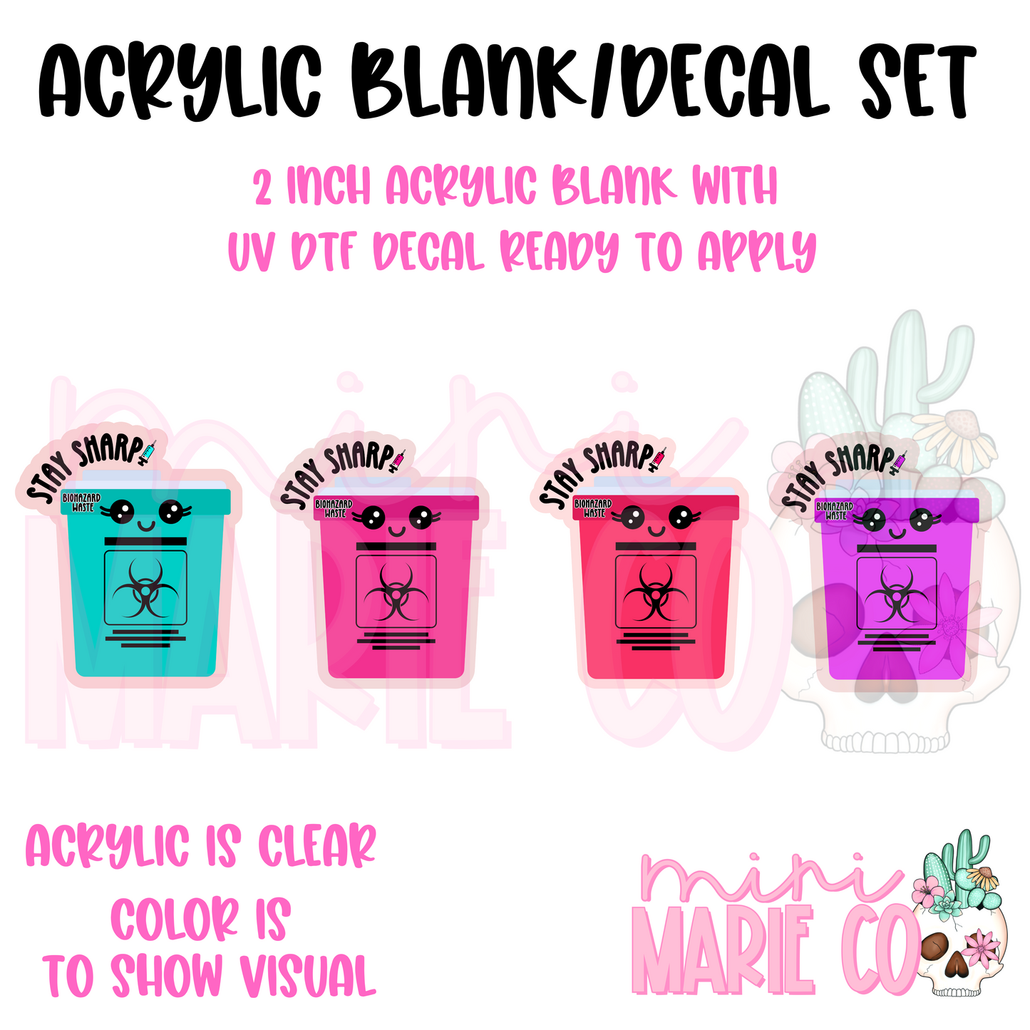 Stay Sharp (Lots of Colors) Acrylic Blank/ UV DTF OR VINYL Decal Set