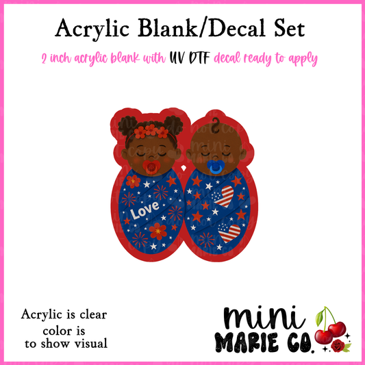 Fourth of July Babies Acrylic Blank/ UV DTF Decal Set