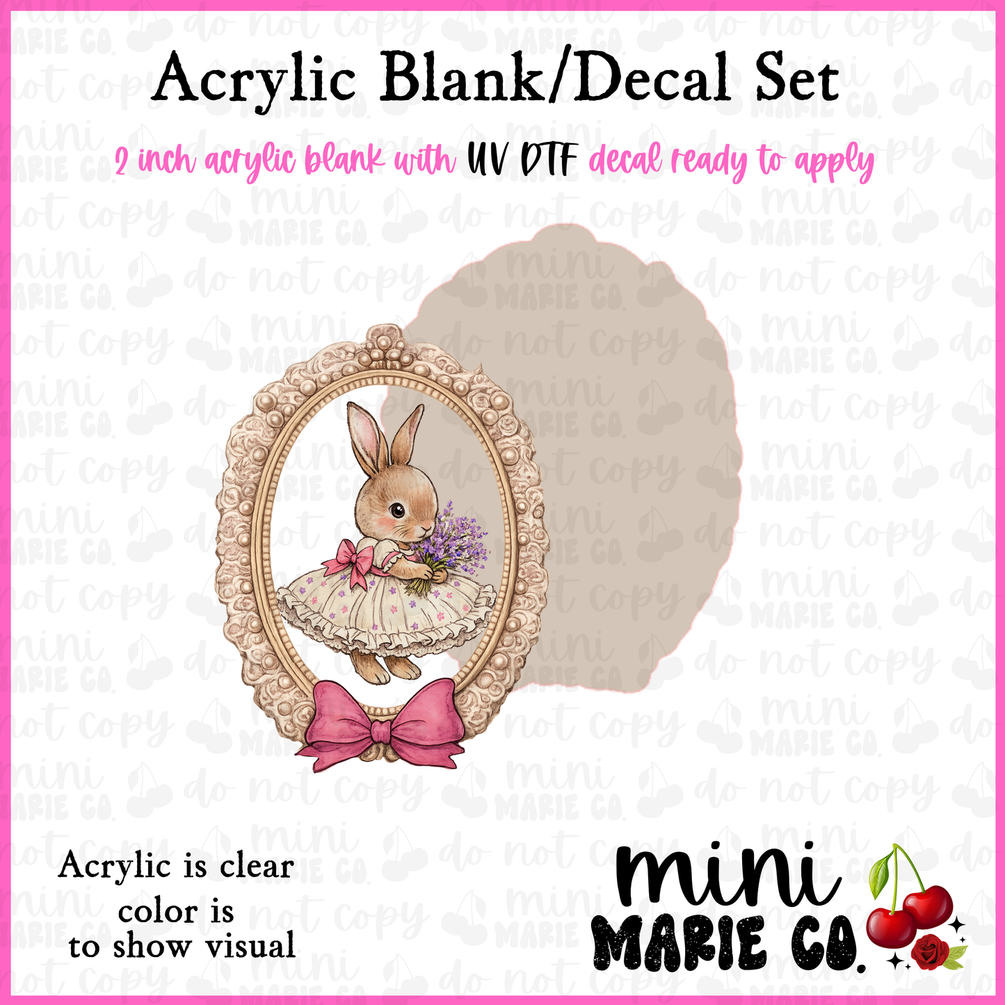 Bunny Vintage Frame Acrylic Blank/ UV DTF Decal Set