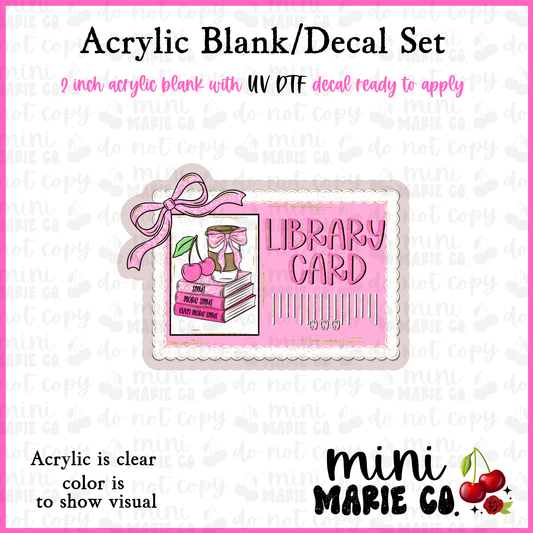Library Card Cherry & Coffee Acrylic Blank/ UV DTF Decal Set