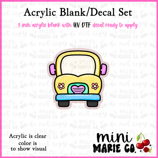 School Bus Acrylic Blank/ UV DTF Decal Set