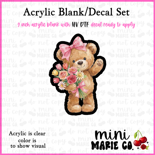 Floral Bear Acrylic Blank/ UV DTF Decal Set