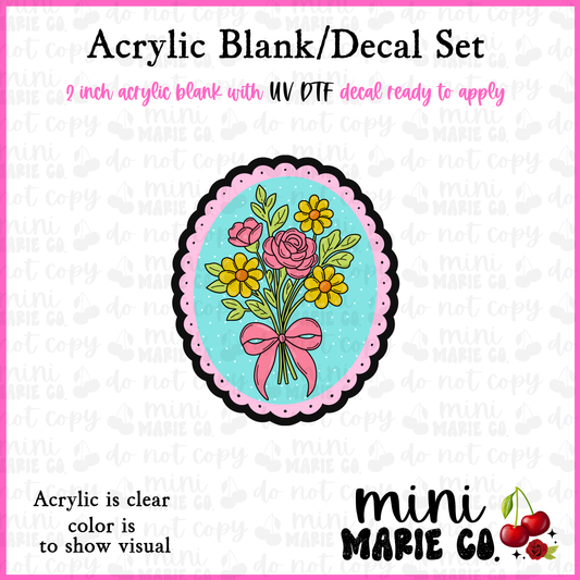 Floral Frame Acrylic Blank/ UV DTF Decal Set