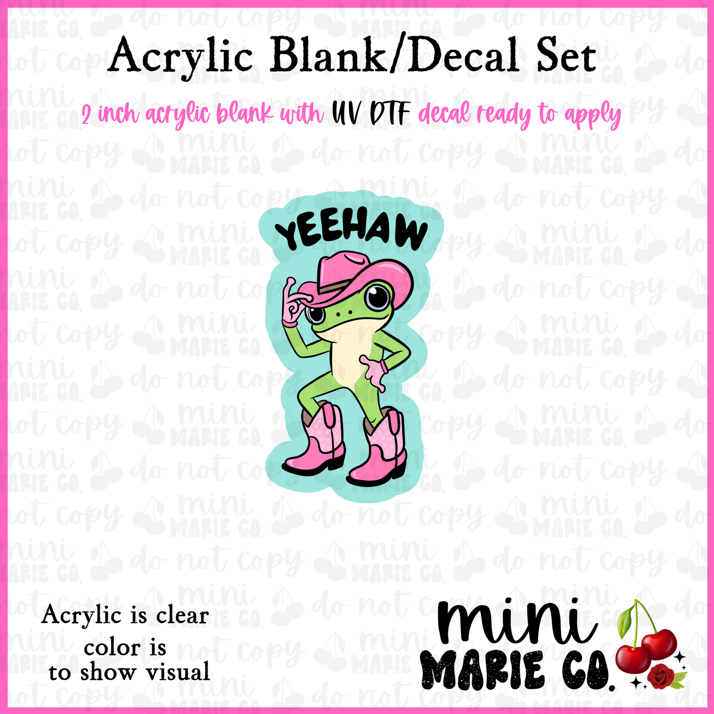 YeeHaw Frog Acrylic Blank/ UV DTF Decal Set