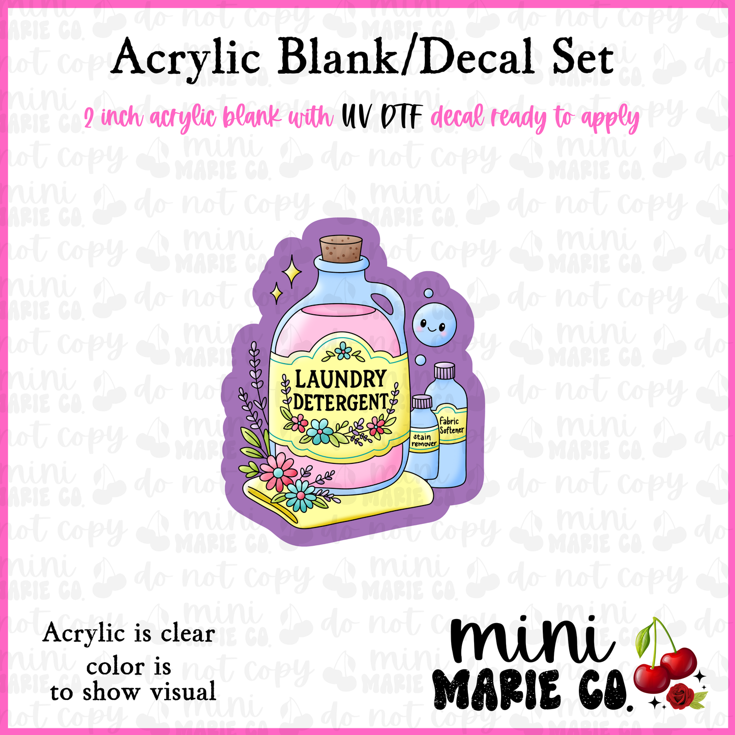 Laundry Acrylic Blank/ UV DTF Decal Set