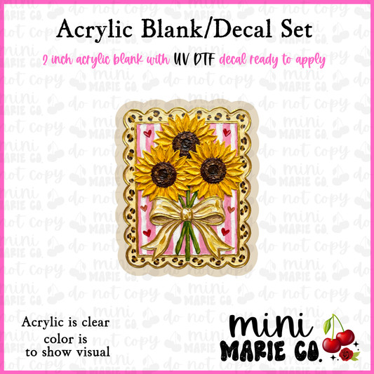 Sunflower Frame Acrylic Blank/ UV DTF Decal Set