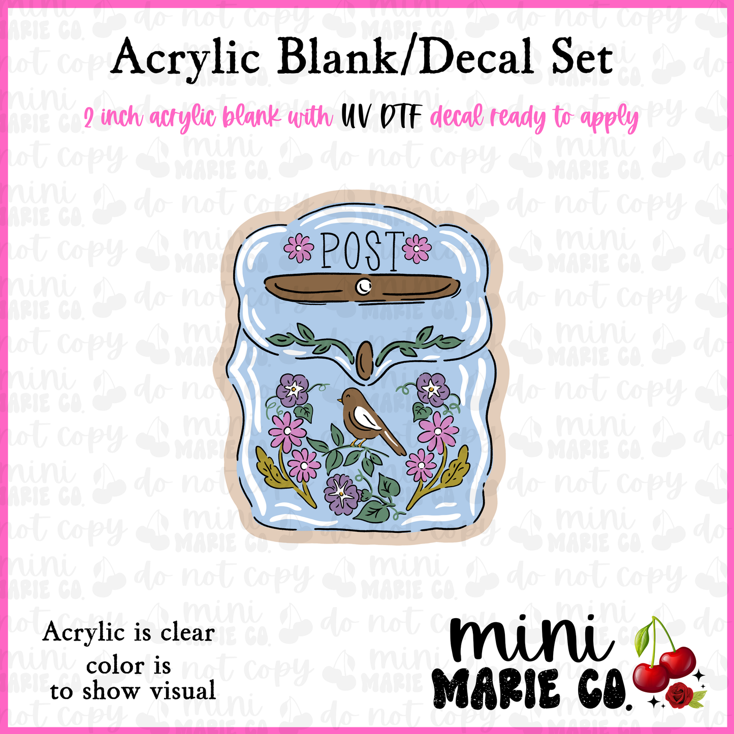 Vintage Post Acrylic Blank/ UV DTF Decal Set