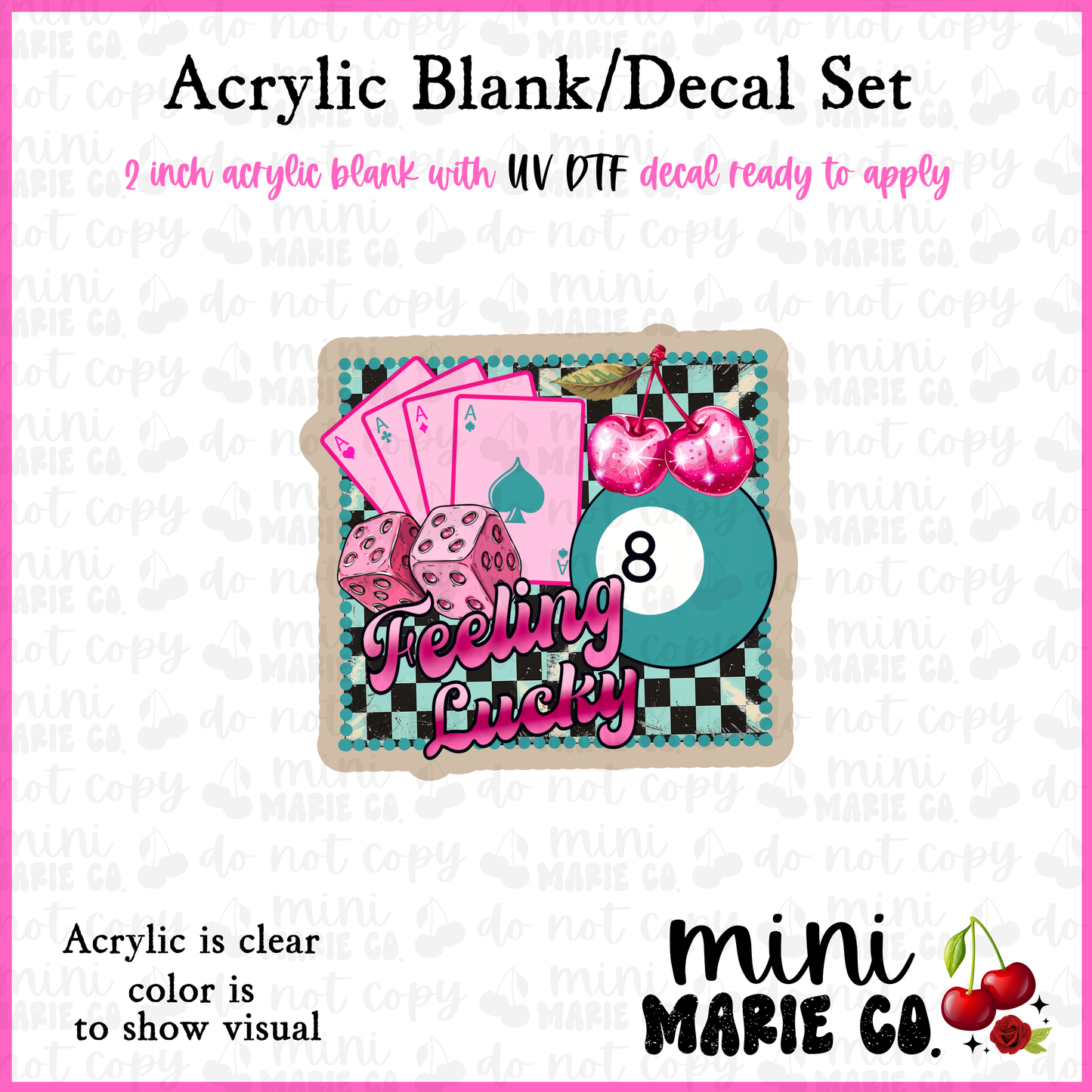 Lucky Cherry Acrylic Blank/ UV DTF Decal Set