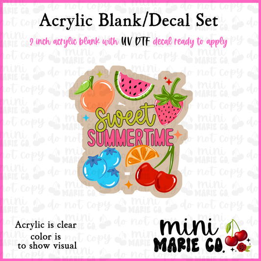 Sweet Summetime Acrylic Blank/ UV DTF Decal Set