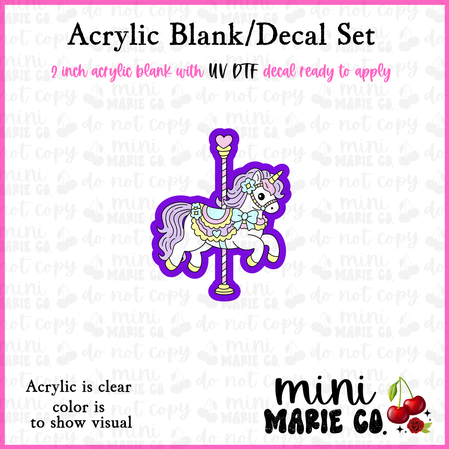 Carousel House Acrylic Blank/ UV DTF Decal Set