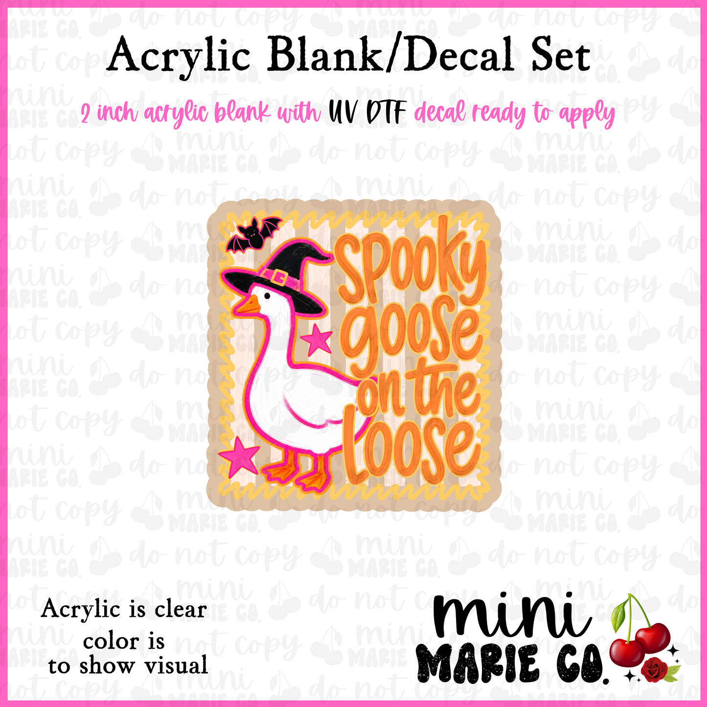 Spooky Goose On The Loose Acrylic Blank/ UV DTF Decal Set
