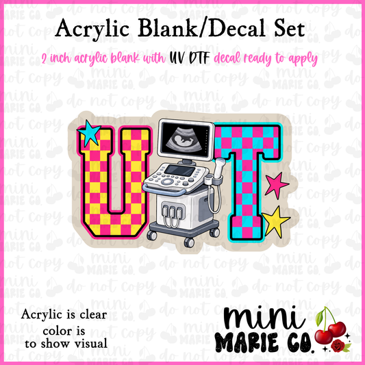 UT Checkered Acrylic Blank/ UV DTF Decal Set