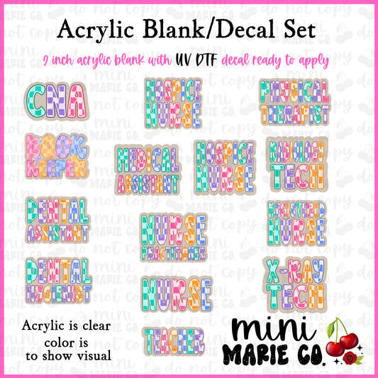 Checkered Occupations Acrylic Blank/ UV DTF Decal Set