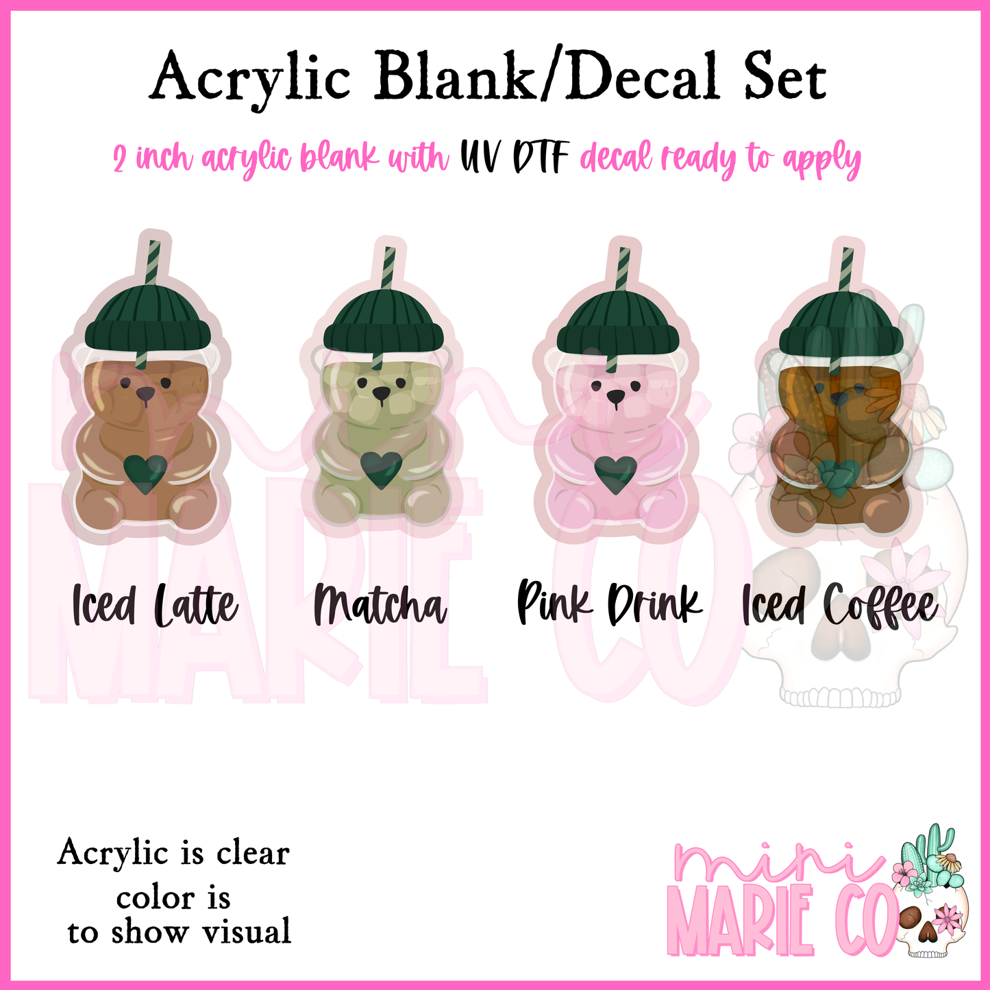 Coffee Bears Acrylic Blank/ UV DTF Decal Set (Pick your Option)