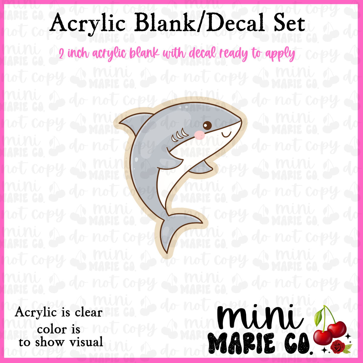 Ocean Animals Shark Acrylic Blank/Decal Set