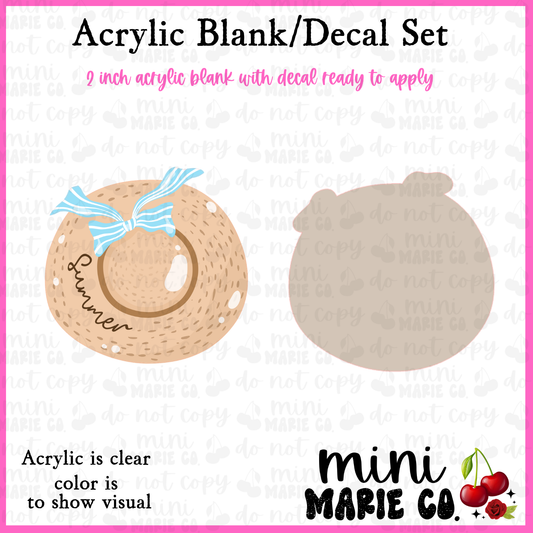 Summer Beach Hat Acrylic Blank/Decal Set