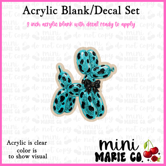 Teal Balloon Dog Acrylic Blank/Decal Set