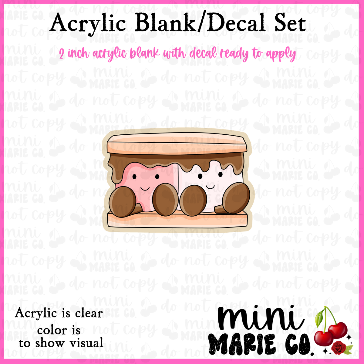 Cute Smores and Marshmallows Acrylic Blank/Decal Set