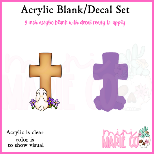 Cross with Bunny Acrylic Blank/Decal Set