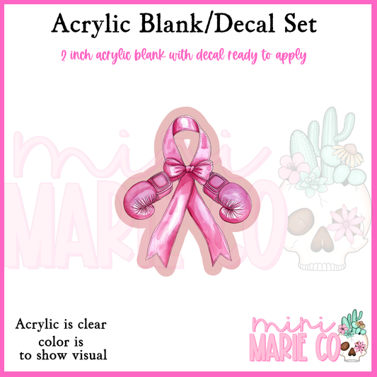 Breast Cancer Bow with Gloves Pink Acrylic Blank/Decal Set