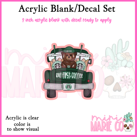 Green But First Coffee Acrylic Blank/Decal Set