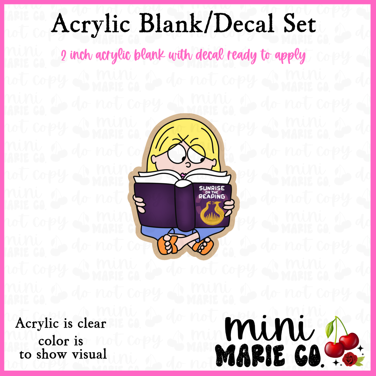 Girl Reading Book Acrylic Blank/Decal Set