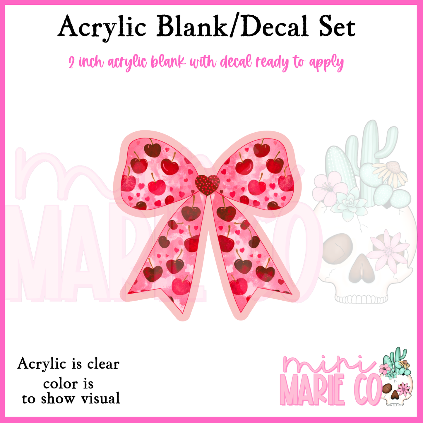 Cherry Bow Acrylic Blank/Decal Set