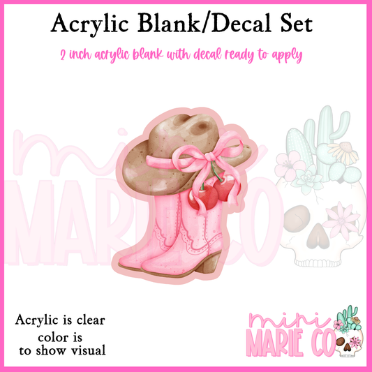 Cherry Cowgirl Boots Acrylic Blank/Decal Set