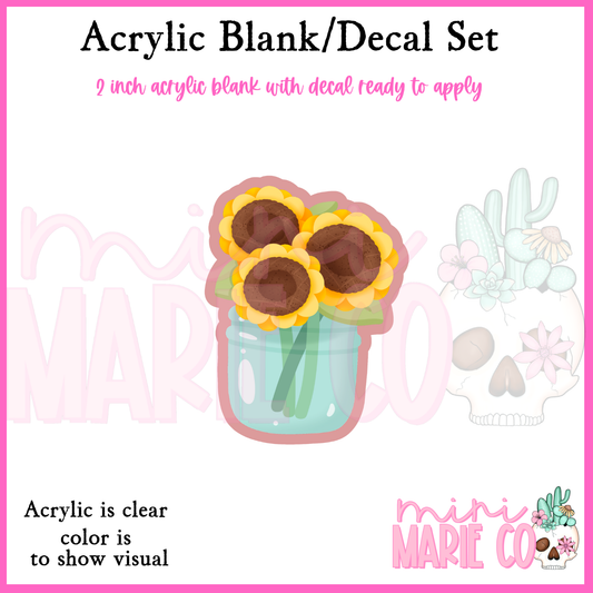 Sunflower Mason Jar Acrylic Blank/Decal Set