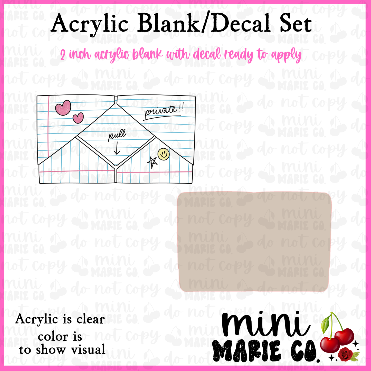 90s Folded Note Acrylic Blank/Decal Set
