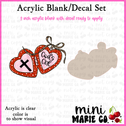 God's Girl Locket Acrylic Blank/Decal Set