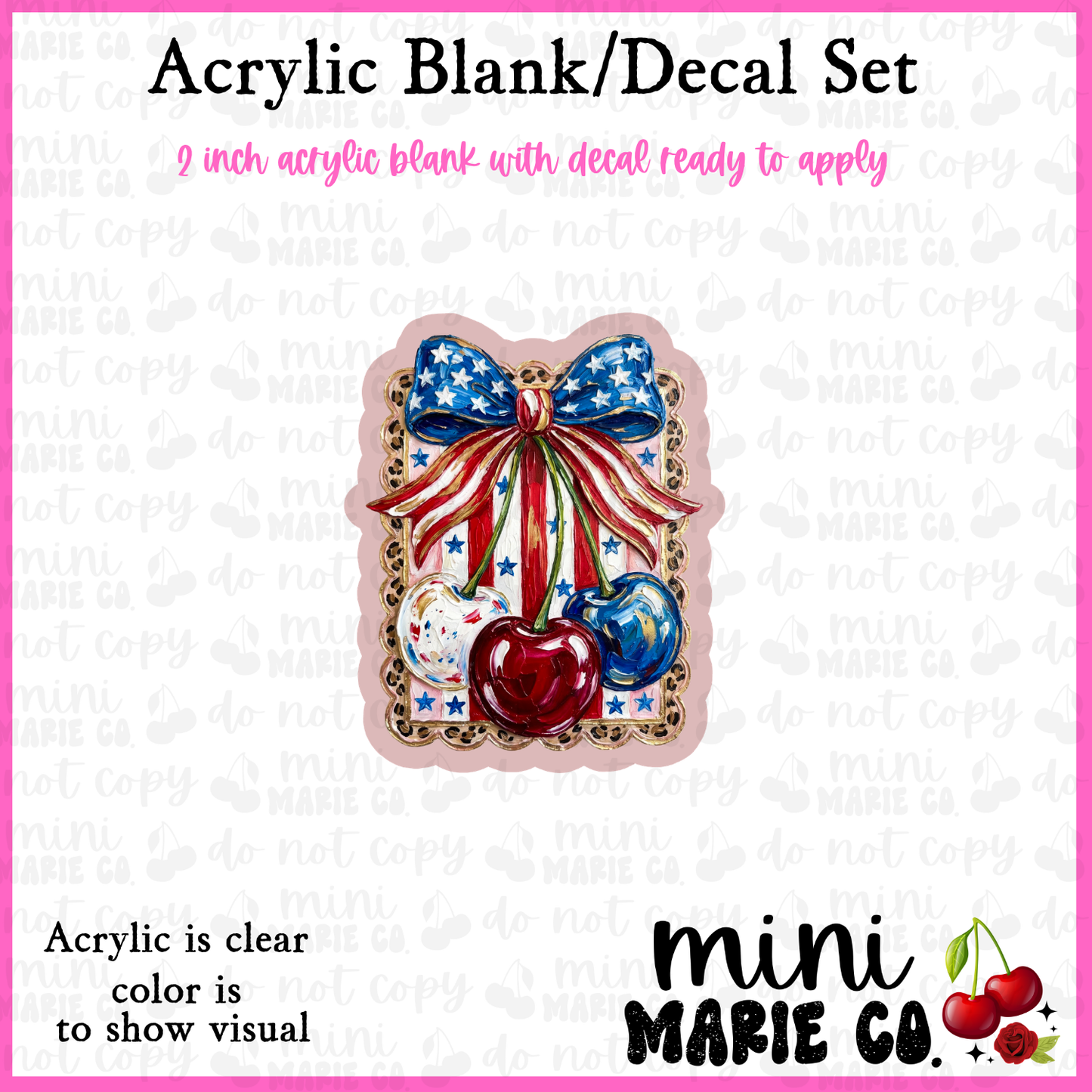 Fourth July Colored Cherries Blank/Decal Set