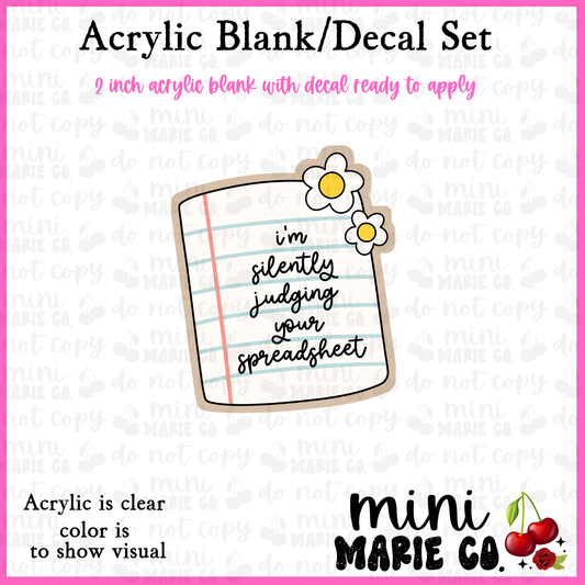 I'm Silently Judging Your Spreadsheet Blank/Decal Set