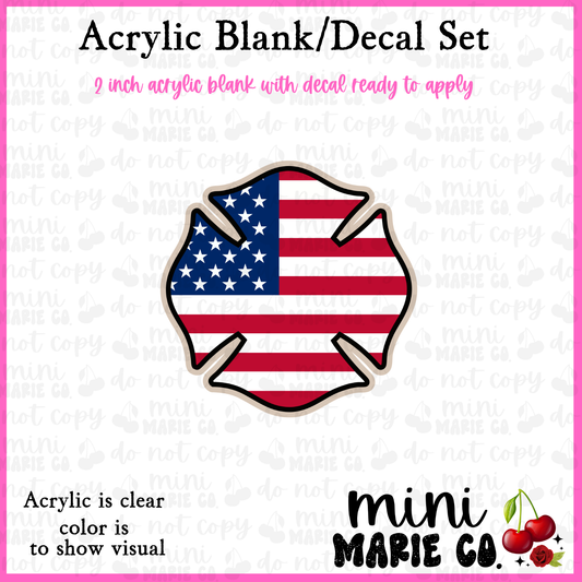 Flag Firefighter Acrylic Blank/Decal Set