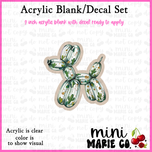 Cactus Balloon Dog Acrylic Blank/Decal Set