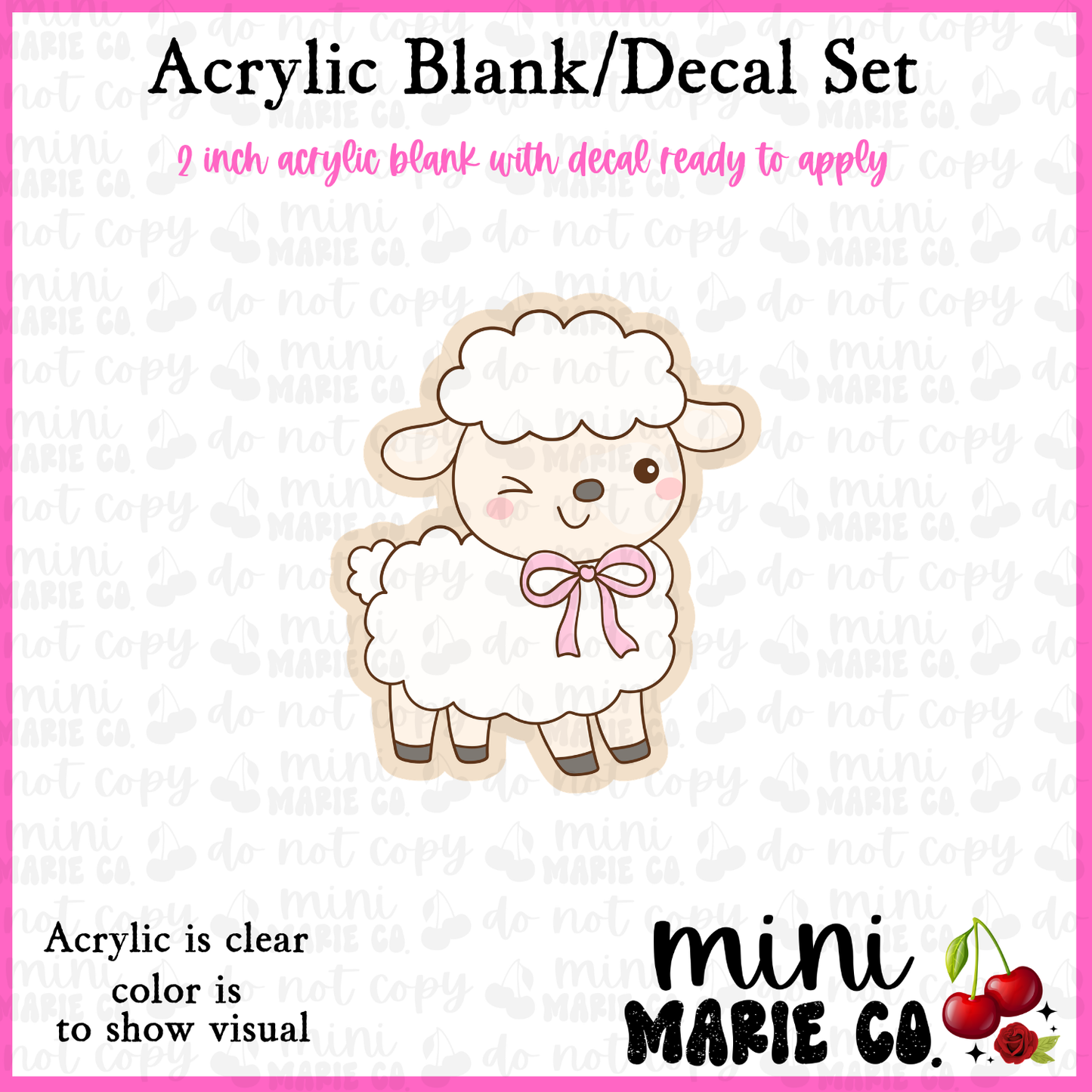 Baby Lamb Acrylic Blank/Decal Set