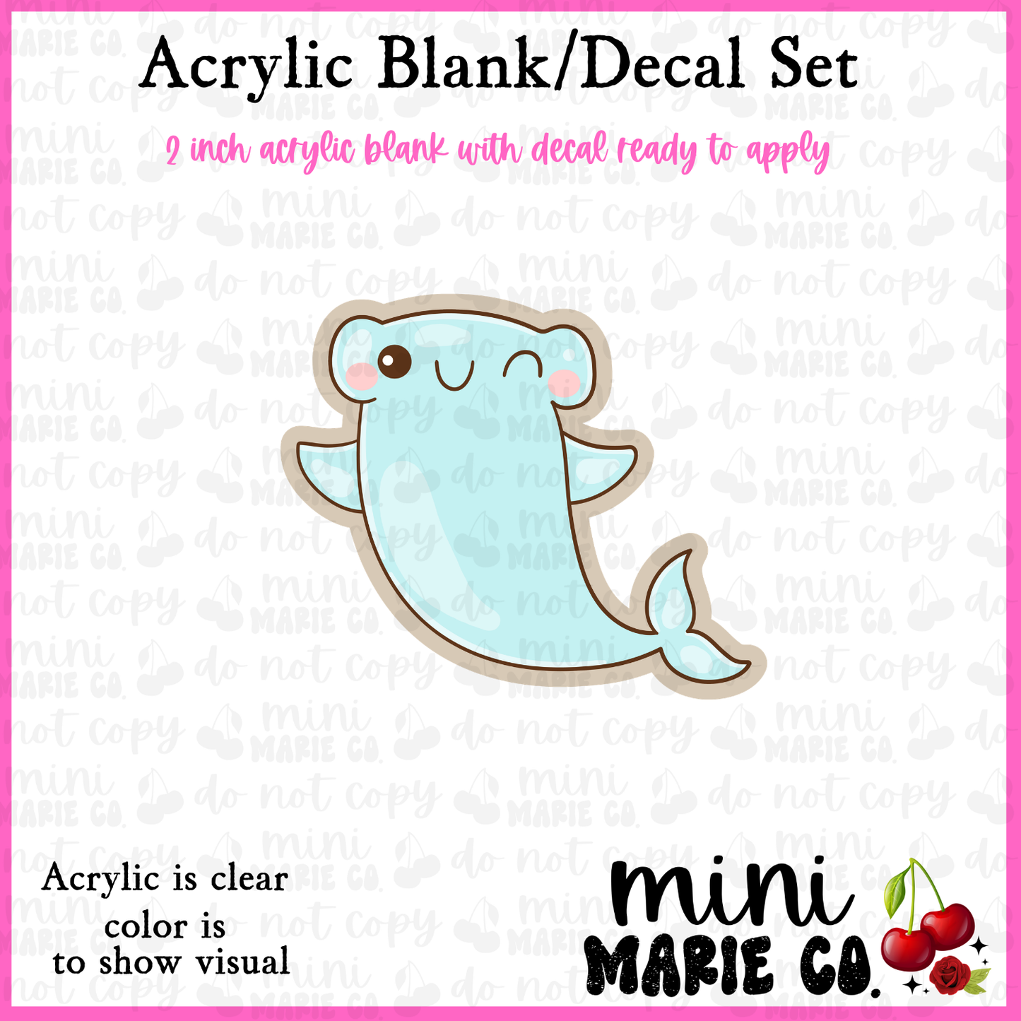 Ocean Animals Hammerhead Acrylic Blank/Decal Set