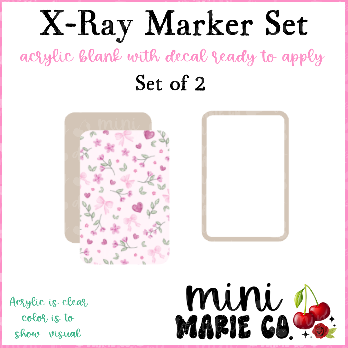 Floral Heart Pink X-Ray Marker