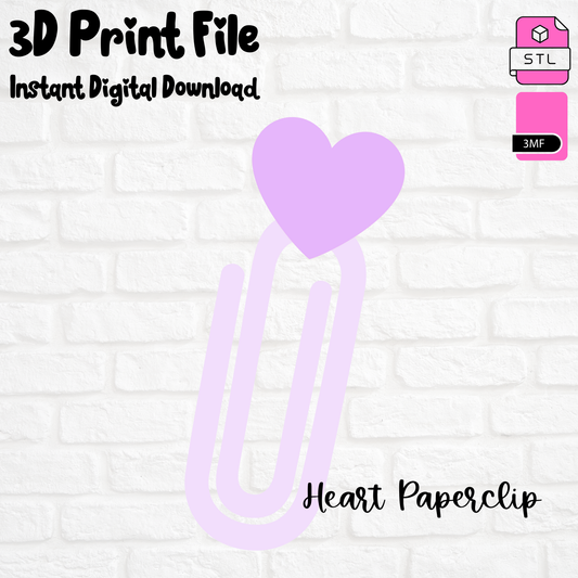 Heart Jumbo Paperclip 3D Printed Digital File