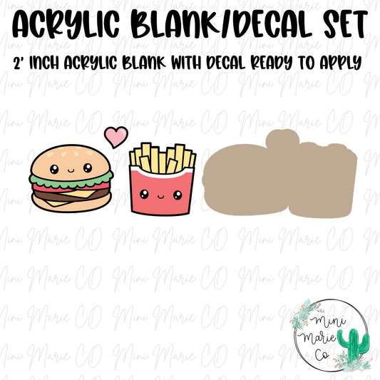 Hamburger & Fries Acrylic Blank/Decal Set