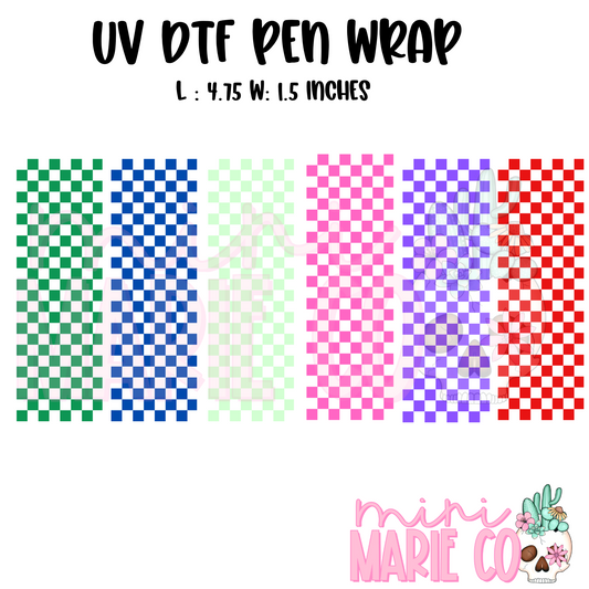 Checkered Lots of Colors UV DTF Pen/Bookmark Wrap