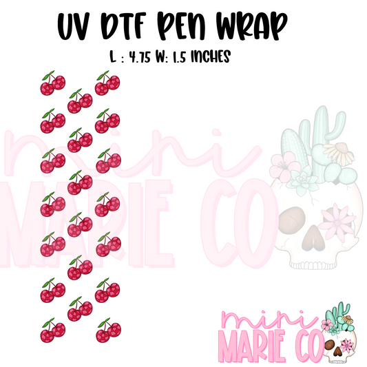 Checkered Cherry UV DTF Pen/Bookmark Wrap