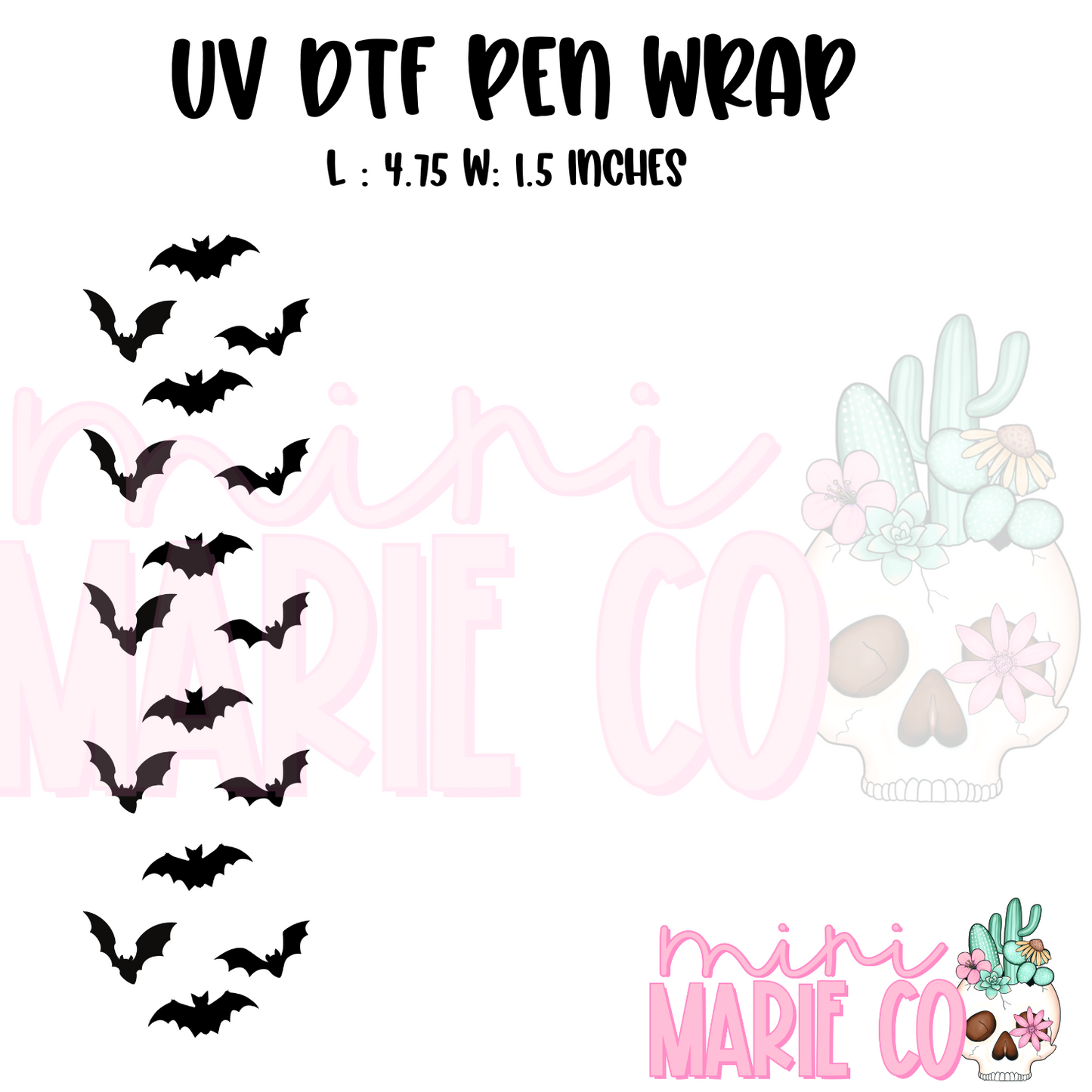 Bats UV DTF Pen/Bookmark Wrap