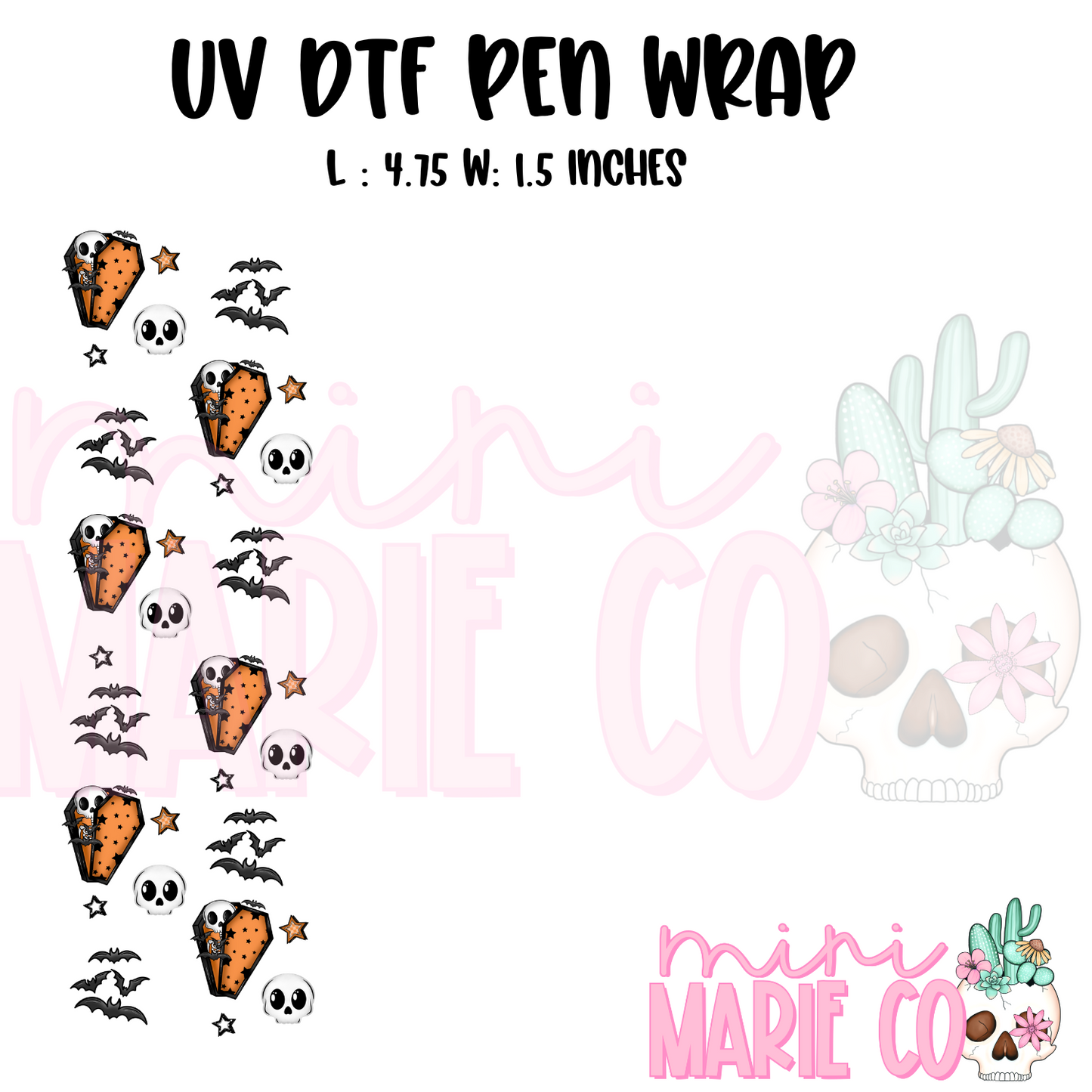 Coffin and Bats UV DTF Pen/Bookmark Wrap
