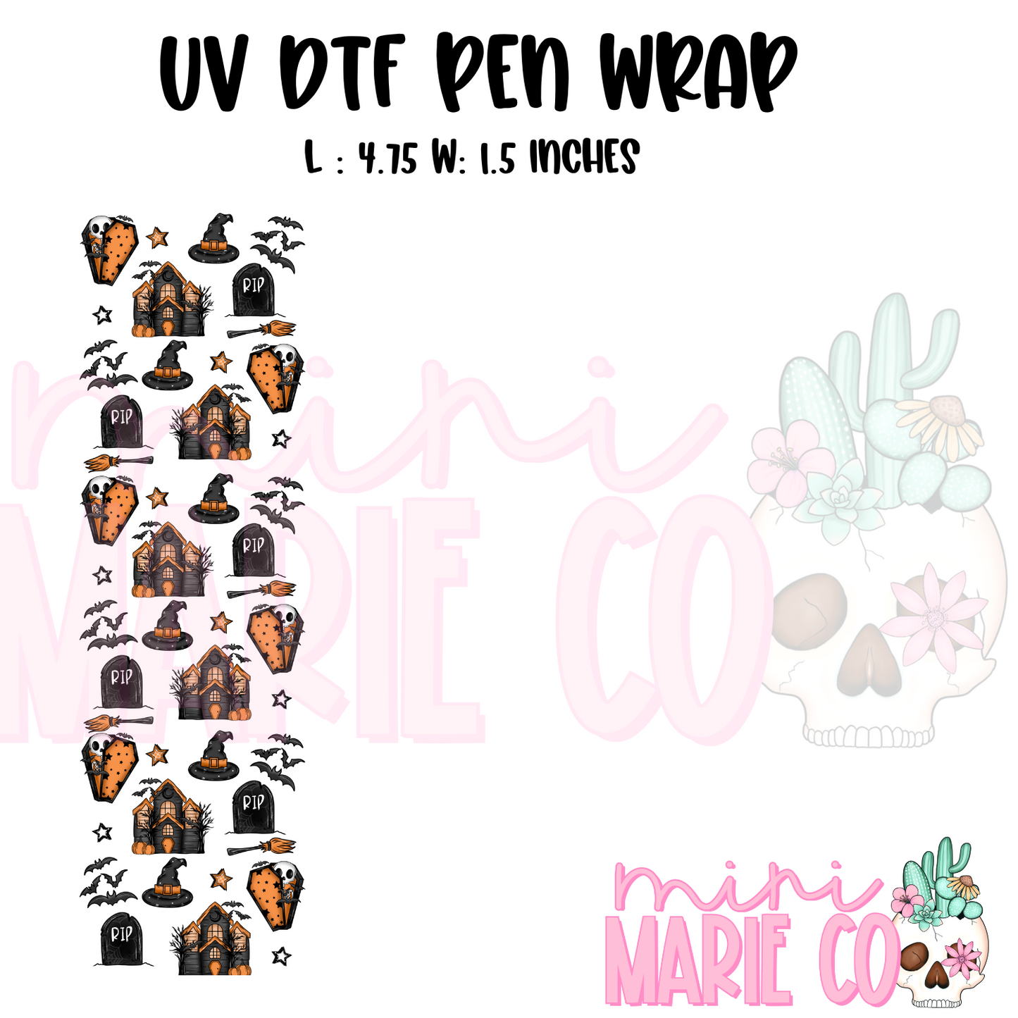Haunted House and Coffins UV DTF Pen/Bookmark Wrap