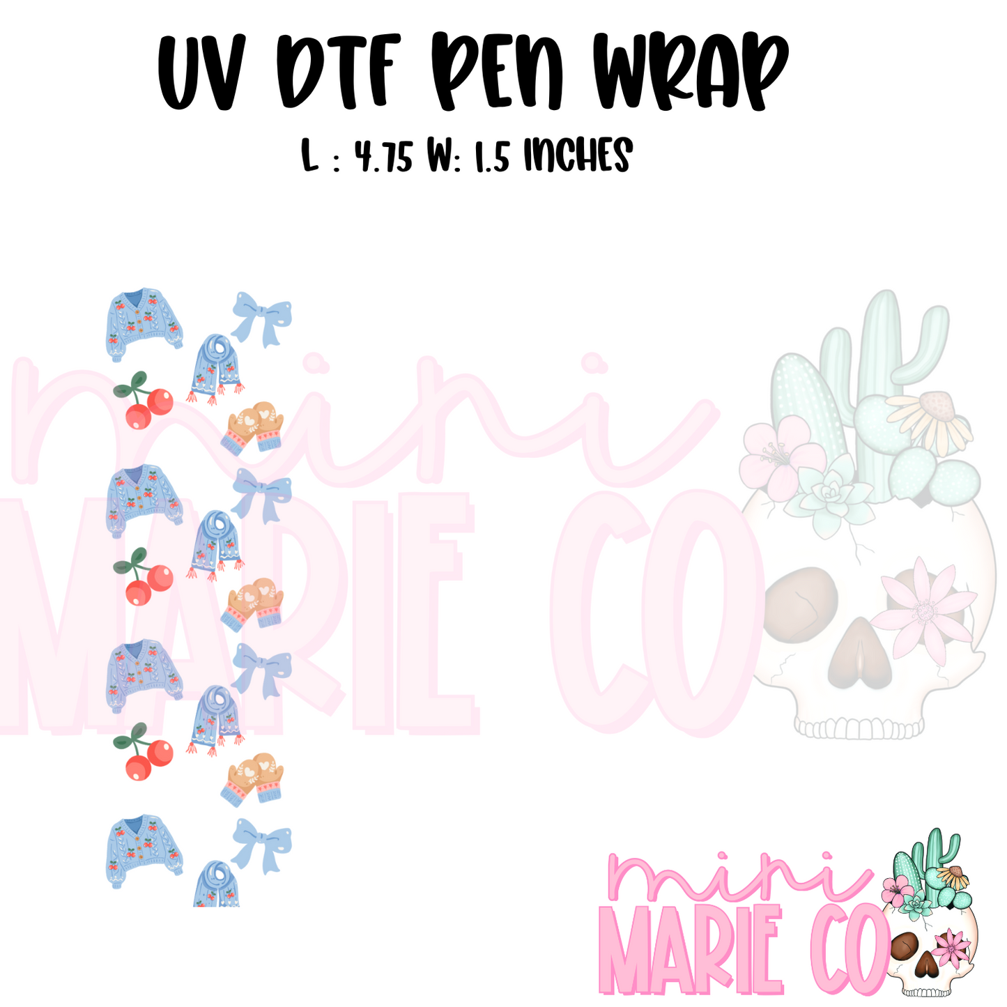 Cherry Winter UV DTF Pen/Bookmark Wrap
