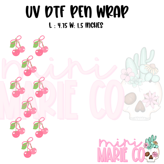 Pink Cherry Heart UV DTF Pen/Bookmark Wrap