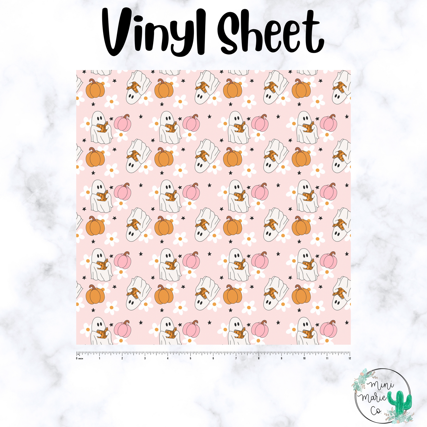 Ghost Pumpkin Vinyl Sheet 12x12