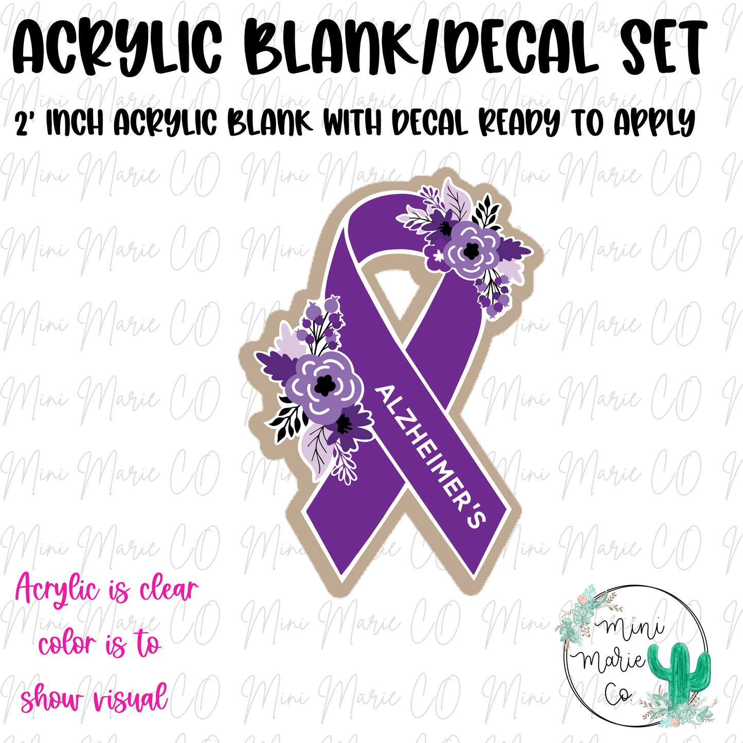 Alzheimer's Awareness Ribbon Acrylic Blank/Decal